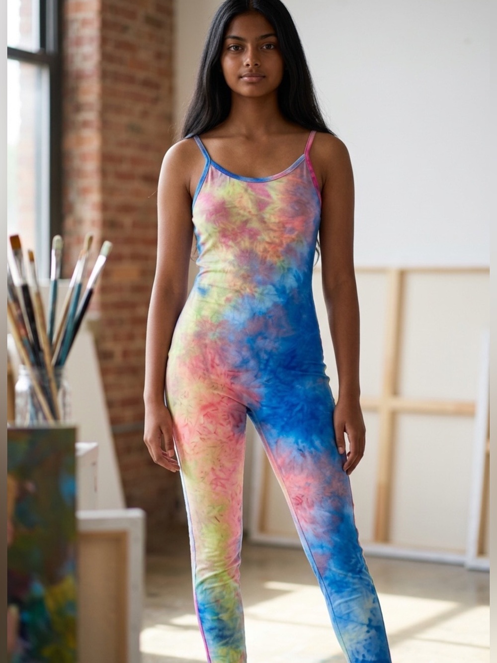 Colorful Tie-Dye Jumpsuit by Popular21 NWOT (AA)
